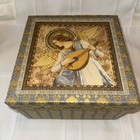 Vtg Punch Studio Renaissance Angel Playing Lute Keepsake Storage Gift Box 9 5 