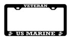 United States Marine Veteran Black License Plate Frame Powder Coated Metal