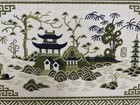 Beautiful Vintage Pagoda Tea House Canvas Needlepoint Framed
