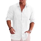 Trendy Cotton Linen Men   s Long Sleeve Casual Shirt Breathable Stylish Plus Gift
