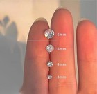 Men Women White Round Solitaire 925 Sterling Silver Mini Stud Earrings