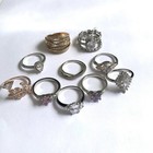 Wholesale Lot Of 10 Cubic Zirconia Rhinestone Rings New Size 9