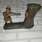 Antique C1907 Teddy And The Bear Cast Iron Je Stevens Mechanical Coin Bank Flaws