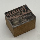 Vintage Printing Letterpress Printers Block Cut Tennis Scene Logo Player Swing