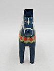 Swedish Dala Horse Glossy Painted Blue Mid-century Folk Art 6-3 4 Inch
