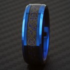 8mm Blue Tungsten Carbide Black Celtic Dragon Stripe Band Ring Men s Jewelry
