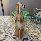 Single Staffordshire Wally Dog Tan Colour With Glass Eyes