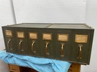 Antique Vintage Industrial Lawyer File Cabinet Olive Green Multi Drawer Section