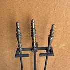 Antique Vintage 4 Piece Vintage Brass Fireplace Tool Set 3 Tools   Stand