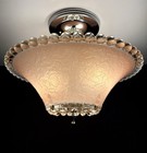 Antique 1930s 1940s Art Deco Nouveau Champagne Pink Ceiling Light Restored Vtg