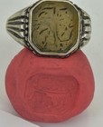 Rare Antique 19th Century Wax Seal Ring Ottoman Silver Carved Hard Stone