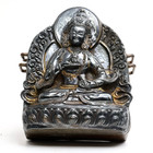 Antique Tibetan Nepalese Green Tara Embossed Silver Copper Ghau Box Amulet