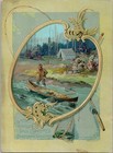 Woolson Spice Co Lion Coffee Man Camping Fishing Canoe  Victorian Trade Card