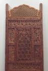 Indian Hand Carved Teak Wood Screen Panel Geometric Floral Design 