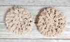 Crochet Handmade Kitchen Scrubbies Reusable Dish Sponge 4 Inch Brown Tan 2pc
