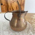 Vintage Hammered Copper Pitcher Kettle Cottagecore Pot No Lid Patina 6   
