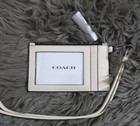 Coach Leather Zip Lanyard Card Case  chalk  - Nwt  caj45 