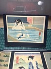 Vintage Old Japanese Paper Prints Art Onsen Bathhouse Lot Collection Semi Nude