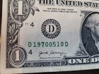   1 Dollar Frn 2017 Date Note 1970-05-10 Error Serial Number Bill Shifted Seal
