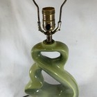 Vintage 1960   s Mcm Green Ceramic Twisted Electric Table Lamp