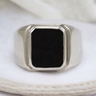 Black Onyx Emerald Cut Gemstone With 925 Sterling Silver Ring For Men s  730