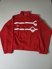 Puma Jacket Mens Medium Red Full Zip Track Knit Striped Stand Collar Athletic