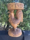 Vintage Hand Carved Folk Art Figural Rooster   Chicken Accent Display Table