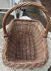 Vintage Cottagecore Rectangular Wicker Basket W  Handle Braided Rim Woven