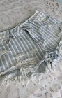 Kancan Women s L High Rise Blue white Striped Distressed Cut Off Denim Shorts