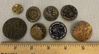 Antique Brass Mixed Metal Button Lot 8 Floral Aesthetic Rose Sweet Pea Picture