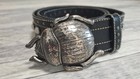 Vintage Orwell Black Belt Beetle Bug Metal Buckle Gothic Scarab