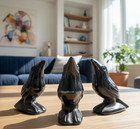 2   Hand Carved Obsidian Crow Figurine Crystal Protection Spiritual Healing Deco
