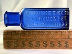 Rare Cobalt Square Drugstore Medicine Bottle Boston Mass The Callagin Chem Co 4 