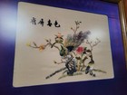 Vintage Chinese Hand Embroidered Art Peacocks Trees Flowers Silk 16x13 Framed