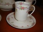 Limoges Chocolate Coffee Tea Set  Pot   4 Cups  Red Roses   Ribbons