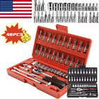 46pcs Socket Wrench Set 1 4  Drive Ratchet Metric Kit Garage Car Repair Tool Us