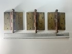 3 Stanley Sweetheart Cannonball 5in Steel Brass Hinges Patina Vintage Hardware