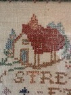 Vintage Framed Hand-stitched Sampler  dear Little House -cottage Scene