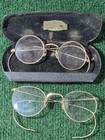 2 Pairs Vintage Wire Rim Round Spectacles Eye Glasses 1 10 12k Gold W case