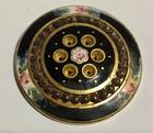 Antique French Champleve Button 1 1 4    W 3 Concentric Circles  Outside W Roses