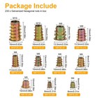 230pcs Threaded Insert Nuts Kit M4 M5 M6 M8 M10 Hex Socket Wood Inserts With Box