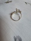 Vintage Mexico Silver Abalone Shell Double Leaf Bypass Ring Size 10