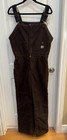 Carhartt Quilted Lined Canvas Overalls Women   s Size Large Dark Brown Cinch Waist