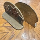 Antique Cast Iron Raised Flower Picture Book Stop Book End Decorative Marked 54