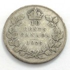 1929 Canada 10 Ten Cent Silver Dime Canadian Circulated George V Coin L537