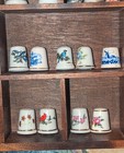 Vintage Thimble Collection - 67 Pieces And Shadowbox