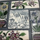 Antique Victorian Aesthetic Movement 6    Tile  -children   Flowers Colored- 1880s