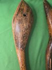 Old Australian Aboriginal Wooden Fighting Parrying Shield And Club Intricate Des