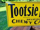 New Old Stock Nos Embossed Tootsie Rolls Chewy Candy Metal Tin Sign 20x9 Inches