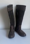 Timberland Brown Leather Knee-high Boots Size 8m Brass Buckle Detail Side Zip
